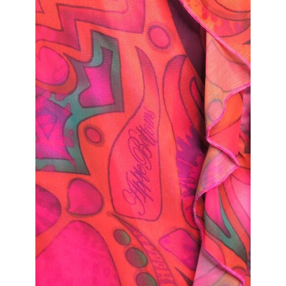 VTG Y2K Apple Bottoms Midi Skirt 3X Chiffon Psychedelic Maximalism Whimsy Ruffle - Picture 3 of 11